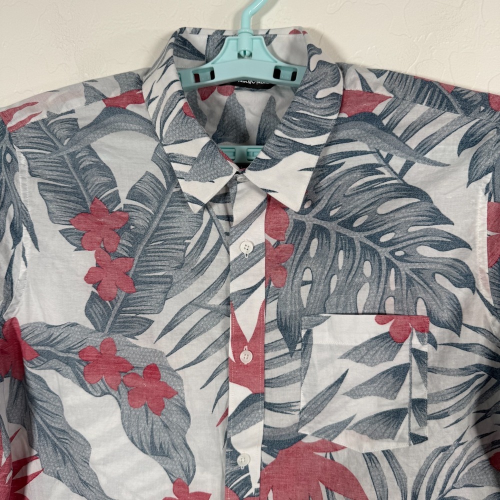 Travis Mathew Shirt Mens Large White Button Up Golf Hawaiian Floral Casual - Picture 2 of 8